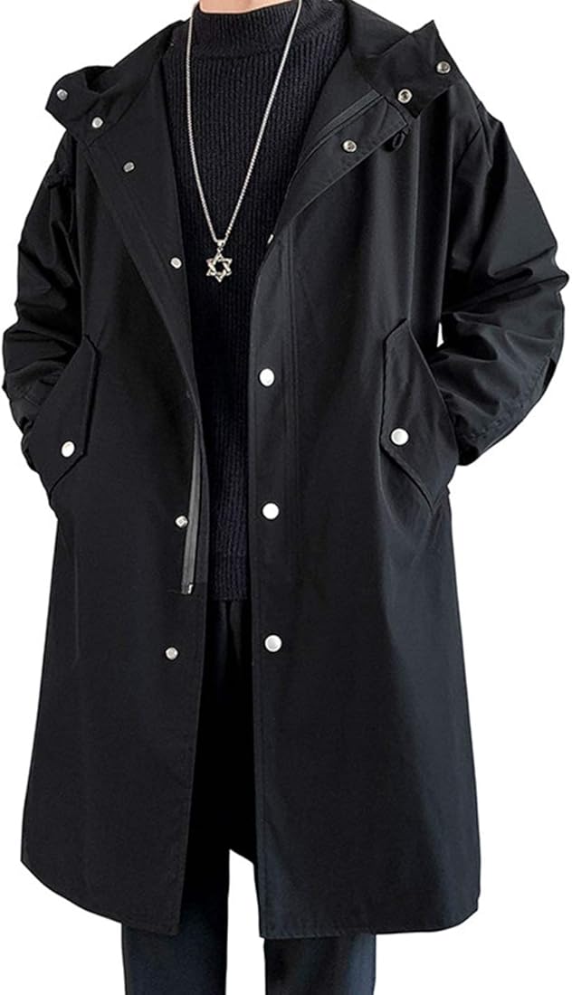 Buy Omoone Men's Casual Fashion Loose Mid Long Hooded Trench Coat Buy Omoone Men's Casual Fashion Loose Mid Long Hooded Trench Coat